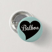 Balboa Black Heart Powder Blue Ronde Button 3,2 Cm (Voorkant /achterkant)