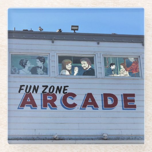 Balboa Fun Zone, Newport Beach, Californië Glazen Onderzetter (Voorkant)