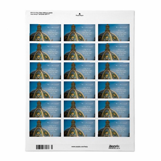 Balboa Park San Diego Mozaïek Dome Bruiloft Etiket (Full Sheet)