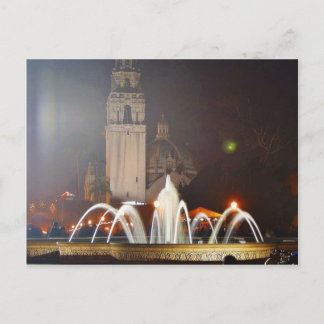 Balboa Parks Towers fontains Night Briefkaart