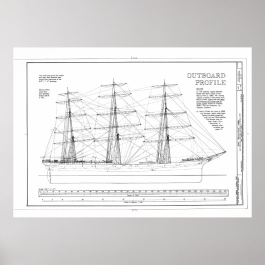 Balclutha Scheepsprofiel Poster (Voorkant)