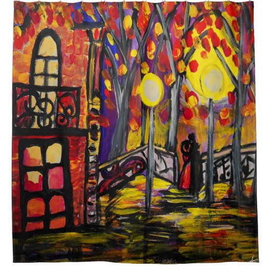 Balcon au rideau en douche de nuit (Devant)