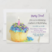 Balcon blanc bleu cupcake Anniversaire Invitation (Devant)