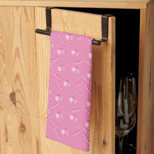 Balcons rose 3D et serviette de cuisine Confetti P (Pliage en tiers)