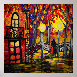 Balcony bij Night Value Poster Paper (Matte)