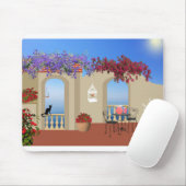 Balcony Buiten Flowers Table Tranquility Seaside. Muismat (Met muis)