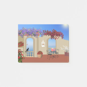 Balcony Buiten Flowers Table Tranquility Seaside. Post-it® Notes