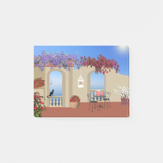 Balcony Buiten Flowers Table Tranquility Seaside. Post-it® Notes (Voorkant)