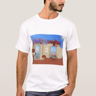 Balcony Buiten Flowers Table Tranquility Seaside. T-shirt