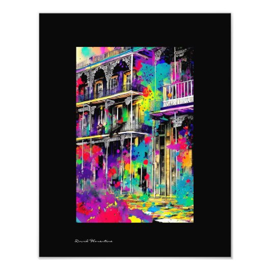 Balcony Print van het Franse kwart van Bubba Foto Afdruk (Voorkant)