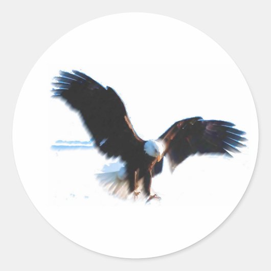 Bald American Eagle Landing Ronde Sticker (Voorkant)