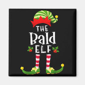 Bald Christmas Elf Matching Pajama X-mas Party Magneet (Voorkant)