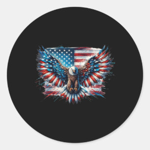 Bald Eagle 4 juli Amerikaanse vlag Flag Patriotic Ronde Sticker