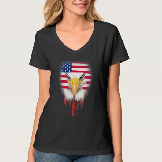 Bald Eagle 4 juli Amerikaanse vlag Flag Patriotic  T-shirt (Voorkant)