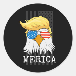 Bald Eagle 4 juli Trump Amerikaanse vlag grappig Ronde Sticker