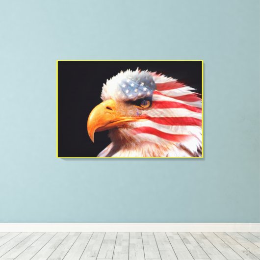 Bald Eagle 4th of Juli gevlekt Canvas Afdruk (Insitu (Houten vloer))