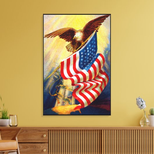 Bald Eagle 4th of Juli gevlekt Canvas Afdruk (Insitu (Woonkamer))