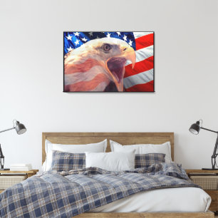 Bald Eagle 4th of Juli gevlekt Canvas Afdruk