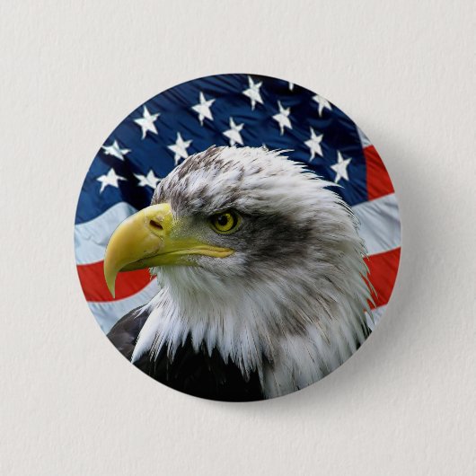 Bald Eagle American Flag Button (Voorkant)