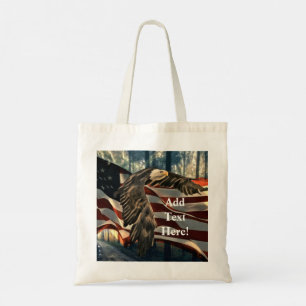 Bald Eagle American Flag Country Road Canvas tas