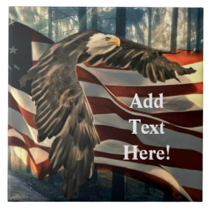 Bald Eagle American Flag Country Road Ceramic Tile Tegeltje