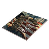 Bald Eagle American Flag Country Road Ceramic Tile Tegeltje (Zijkant)