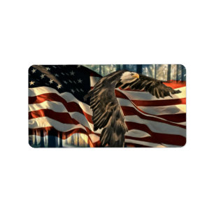 Bald Eagle American Flag Country Road Etiket
