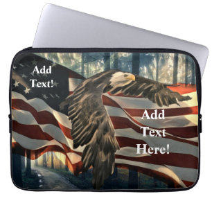 Bald Eagle American Flag Country Road Laptop Sleev Laptop Sleeve