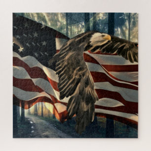 Bald Eagle American Flag Country Road Legpuzzel