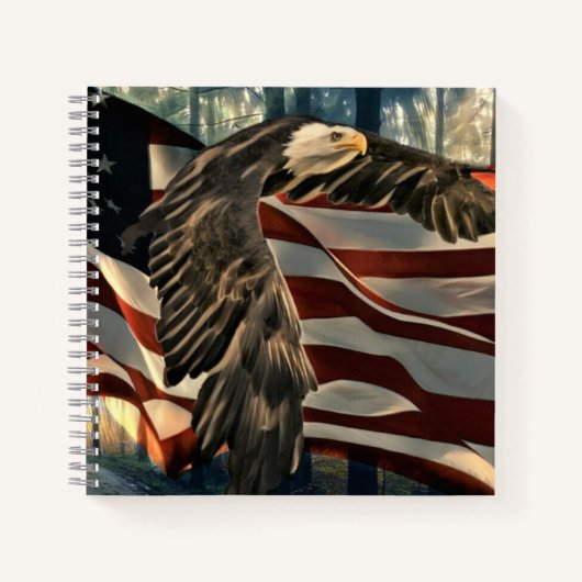 Bald Eagle American Flag Country Road Notitieboek (Voorkant)