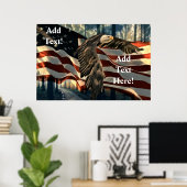 Bald Eagle American Flag Country Road Poster (Bureau à domicile)
