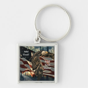 Bald Eagle American Flag Country Road Sleutelhanger