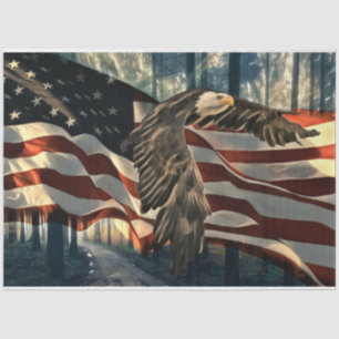 Bald Eagle American Flag Country Road Tissuepapier