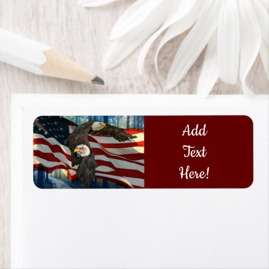 Bald Eagle American Flag Etiket (Insitu)