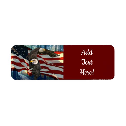 Bald Eagle American Flag Etiket (Voorkant)