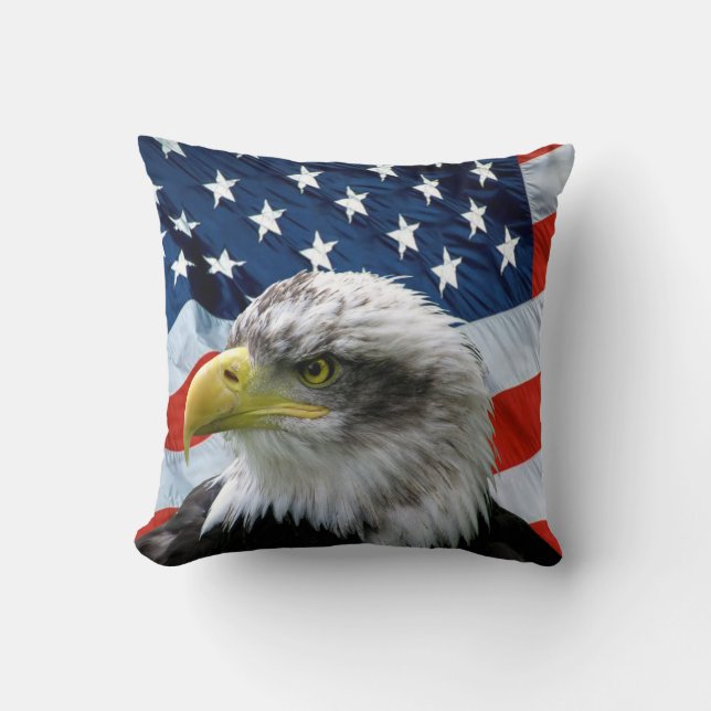 Bald Eagle American Flag Kussen (Voorkant)
