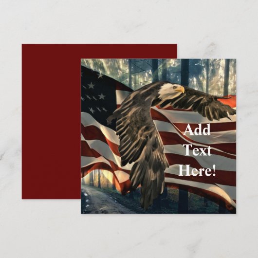 Bald Eagle American Flag Note Kaart Notitiekaartje (Voorkant / Achterkant)