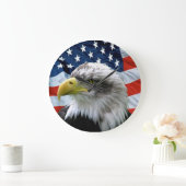 Bald Eagle American Flag Numberless Wall Clock Grote Klok (Huis)