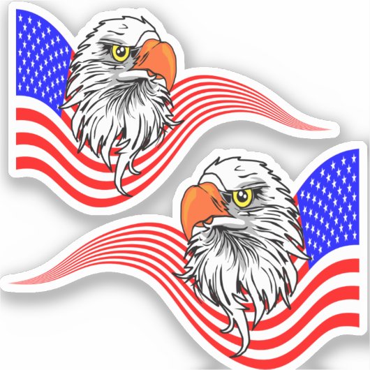 Bald Eagle American USA Flag Patriotic Art Sticker (Voorkant)