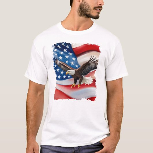 Bald Eagle & Amerikaanse vlag 4 juli T-shirt (Voorkant)