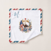 Bald Eagle Amerikaanse vlag ster en strepen Monogr Bad Handdoek (Wasdoekje)