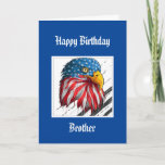 Bald Eagle Anniversaire Brother carte militaire sp<br><div class="desc">Aquarelle Eagle Stars and Stripes USA Drapeau pour ce merveilleux et spécial frère militaire qui vous rend fier</div>