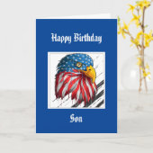 Bald Eagle Anniversaire Fils Spécial Carte de voit (Fleur jaune)