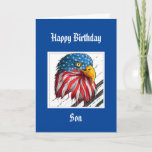 Bald Eagle Anniversaire Fils Spécial Carte de voit<br><div class="desc">Aquarelle Eagle Stars and Stripes USA Drapeau pour ce Fils militaire spécial et merveilleux qui vous rend fier</div>