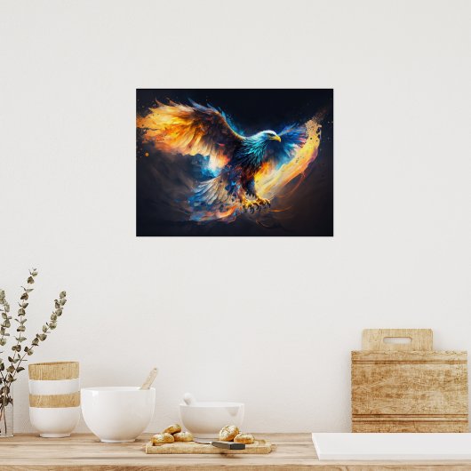 Bald Eagle Artwork Fire en Ice Poster (Keuken)