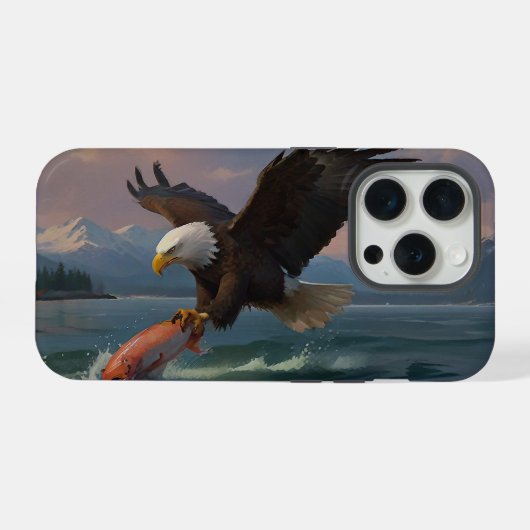 Bald Eagle attrape un Saumon à Dusk (Verso Horizontal)