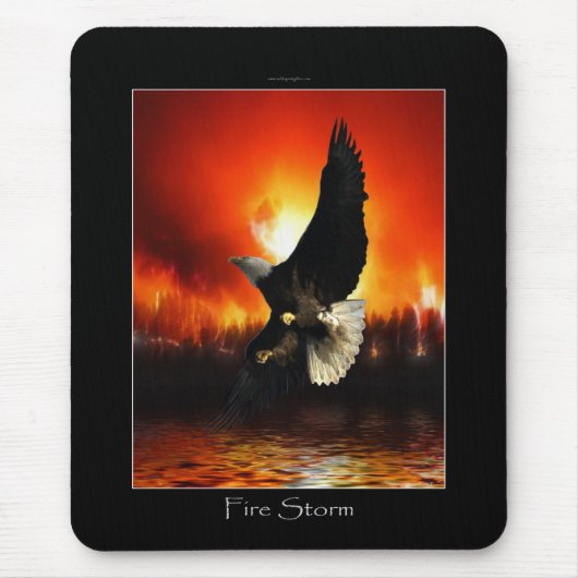 Bald Eagle & Burning Forest Fire Mousepad Muismat (Voorkant)