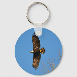 Bald Eagle die over bomen trekt Sleutelhanger