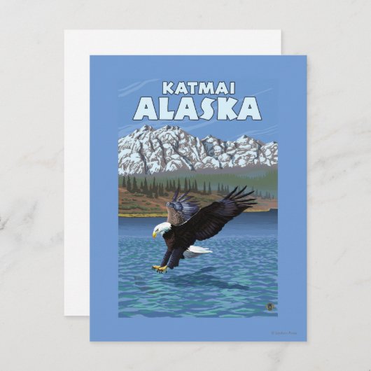 Bald Eagle Diving - Katmai, Alaska Briefkaart (Voorkant / Achterkant)