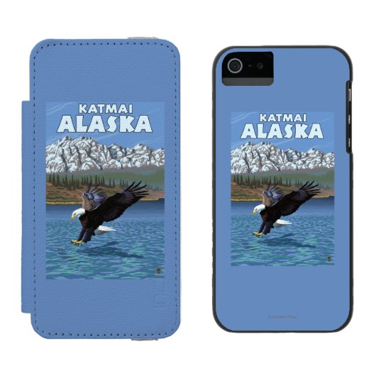 Bald Eagle Diving - Katmai, Alaska Incipio iPhone Portemonnee Hoesje (Naast elkaar)